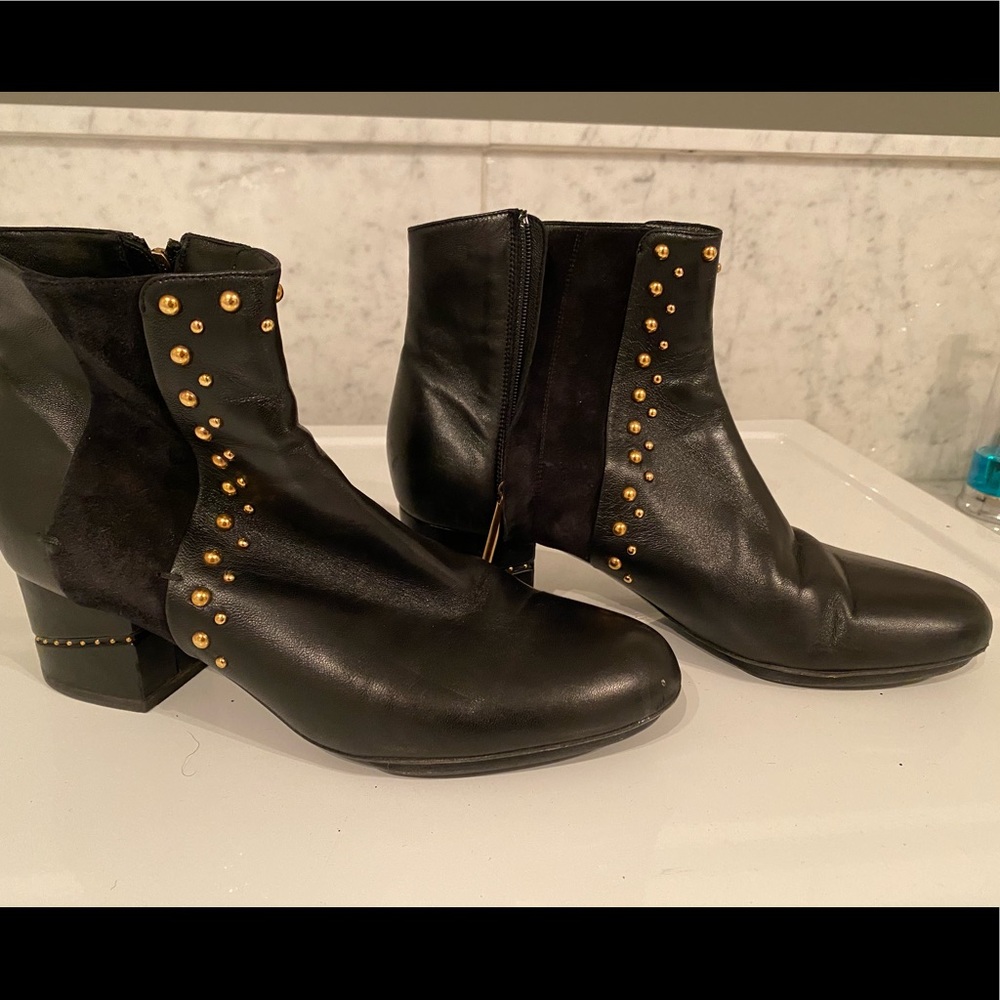 Maiyet Black Studded Leather Ankle Boots